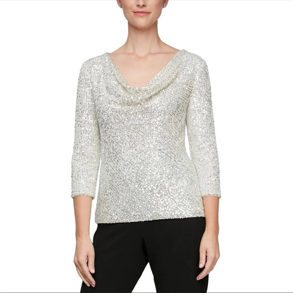 Bridal Sequin Cowl Neck From Boutique New Years/Holiday Blouse